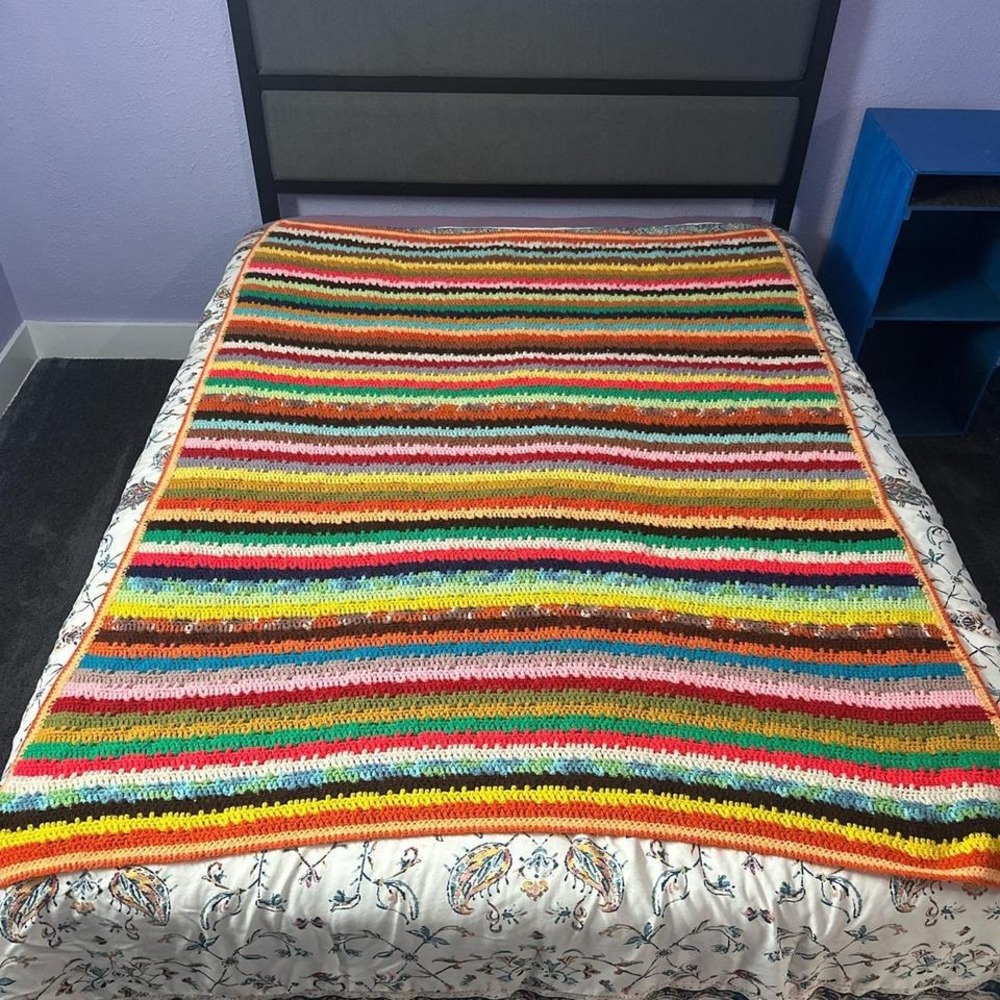 Multi-colored crochet blanket‎